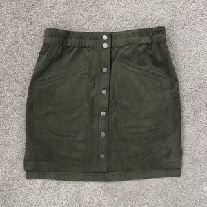 BCBG Olive Green Button-Front Skirt